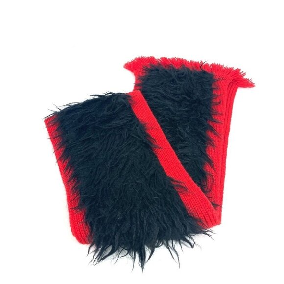 PRADA Bicolor fur Scarf wool / cotton Black/Red - Picture 4 of 9